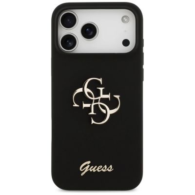 3. Etui Guess Silicone Big 4G Script na iPhone 17 Pro Max - czarne
