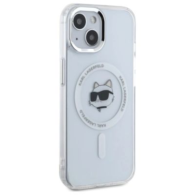 4. Etui Karl Lagerfeld IML Metal Choupette Head MagSafe na iPhone 15 Plus - białe