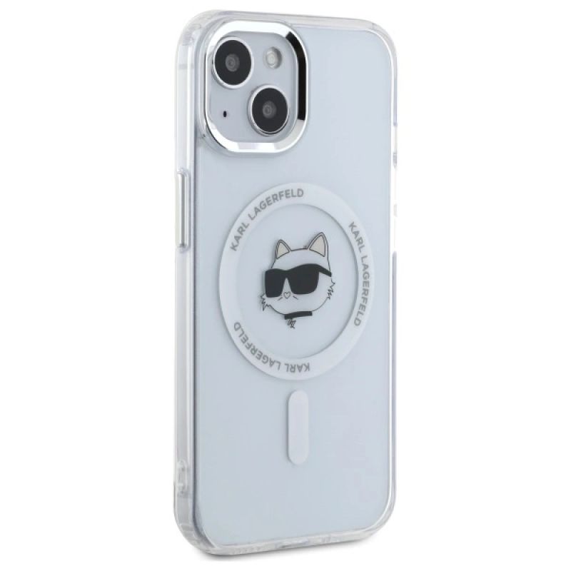 4. Etui Karl Lagerfeld IML Metal Choupette Head MagSafe na iPhone 15 Plus - białe