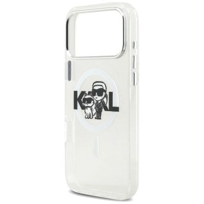 6. Etui Karl Lagerfeld IML Glitter Karl & Choupette Sketch Logo MagSafe do iPhone 17 Pro Max - przezroczyste