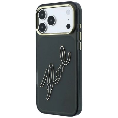 2. Etui Karl Lagerfeld IML Big Signature Resin Metal Frame na iPhone 18 Pro Max / 17 Pro Max - czarne
