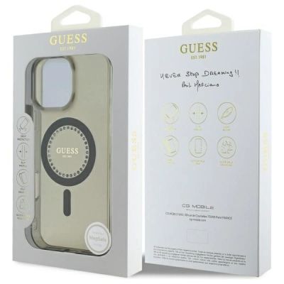 8. Etui Guess IML Rhinestones MagSafe na iPhone 16 Pro Max - czarne