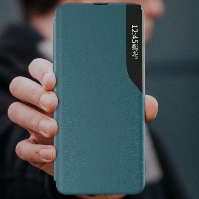 9. Eco Leather View Case elegancki futerał etui z klapką i funkcją podstawki Samsung Galaxy A22 4G pomarańczowy