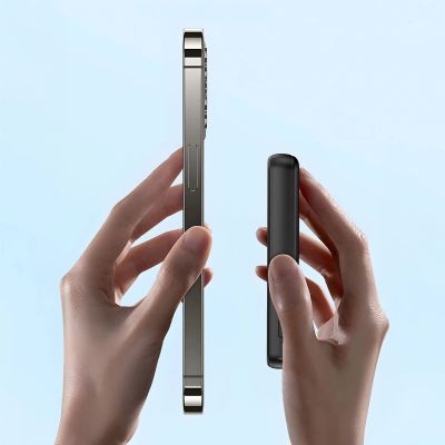 4. Powerbank magnetyczny Dudao K14S+ 10000mAh 22.5W USB-A + USB-C kompatybilny z MagSafe z podstawką - czarny