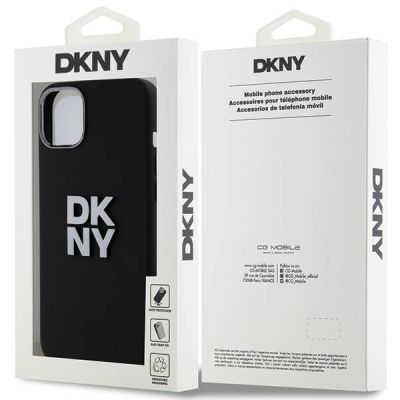 8. Etui DKNY Liquid Silicone Metal Logo na iPhone 15 / 14 / 13 - czarne