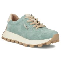 Skórzane półbuty sneakersy na platformie zielone Filippo DP7498