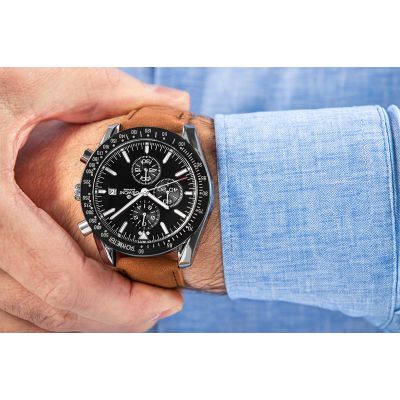 4. Zegarek Męski Giewont Chronograph Sapphire Brązowo Czarny GW8720-A1