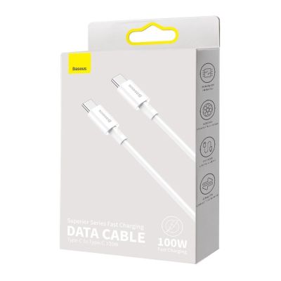 5. Kabel Baseus CATYS-C02 USB-C - USB-C PD QC FCP 100W 5A 2m - biały