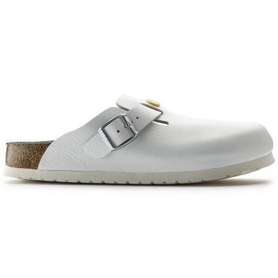 5. Chodaki damskie Birkenstock Boston ESD White skóra naturalna klapki medyczne narrow wąskie (0061378)