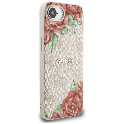 4. Etui Guess 4G Flowers Print MagSafe na iPhone 16e - różowe