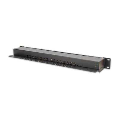 2. Digitus Panel krosowy (patch panel) 19'' 16x RJ45, LSA poziom, kat.6, ekranowany, 1U, czarny, prowadnica kabli