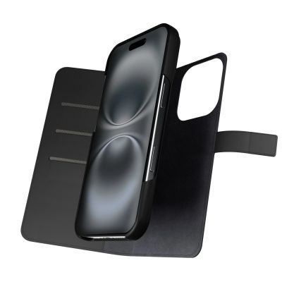 2. Etui z ekoskóry Puro Wallet Detachable MagSafe 2w1 z klapką i portfelem do iPhone 16 Pro - czarne