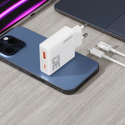 8. Ładowarka sieciowa GaN Dudao A30EUT 30W USB-A / USB-C + kabel USB-C - USB-C - biała