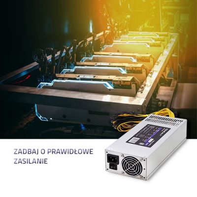 3. QOLTEC ZASILACZ PCI-E 1850W | 80 PLUS PLATINUM | GAMING MINER