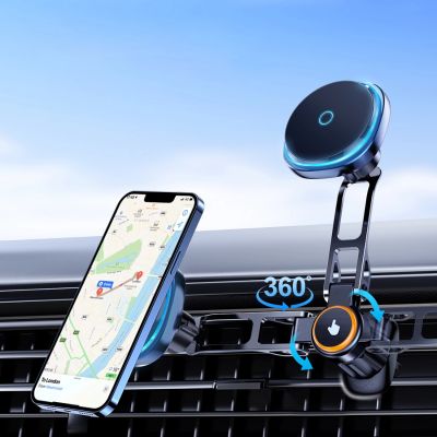 5. Uchwyt samochodowy Wozinsky WCT5-6S2Y z ładowarką indukcyjną Qi/MagSafe 15W z wentylatorem na kratkę nawiewu - czarny