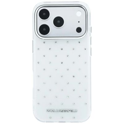 3. Etui Karl Lagerfeld IML Rhinestones Allover and Electroplated Logo na iPhone 17 Pro / 18 Pro - białe