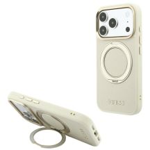 Etui Guess Ring Stand 360 Grained Classic Logo MagSafe na iPhone 18 Pro Max / 17 Pro Max - beżowe
