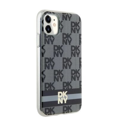 2. Etui DKNY IML Checkered Mono Pattern & Printed Stripes MagSafe na iPhone 11 / Xr - czarne