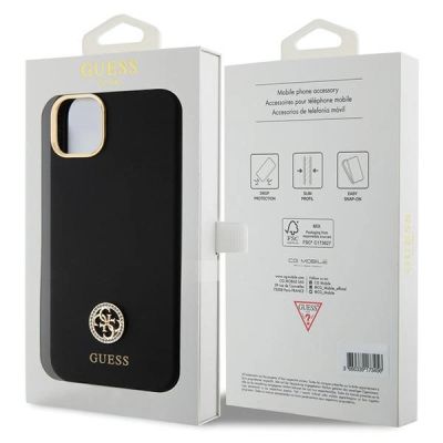 8. Etui Guess Silicone Logo Strass 4G na iPhone 15 Plus / 14 Plus 6.7" - czarne