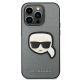 3. Etui Karl Lagerfeld Saffiano Karl's Head Patch na iPhone 14 Pro - srebrne