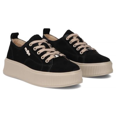 6. Skórzane półbuty sneakersy na platformie czarne Filippo DP6122