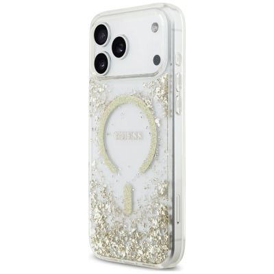 2. Etui Guess Resin Bottom Glitter MagSafe na iPhone 18 Pro Max / 17 Pro Max - złote