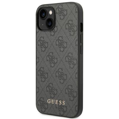 2. Etui Guess 4G Metal Gold Logo na iPhone 14 Plus / 15 Plus - szare
