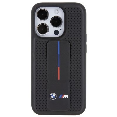 4. Etui BMW Grip Stand Smooth & Perforated na iPhone 15 Pro - czarne
