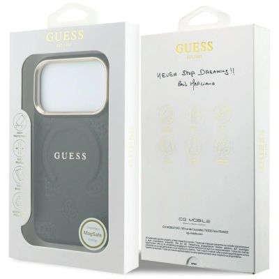 8. Etui Guess Saffiano Peony & Ring MagSafe na iPhone 17 Pro / 18 Pro - czarne