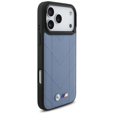 4. Etui BMW M Quilted Logo MagSafe na iPhone 17 Pro Max - niebieskie