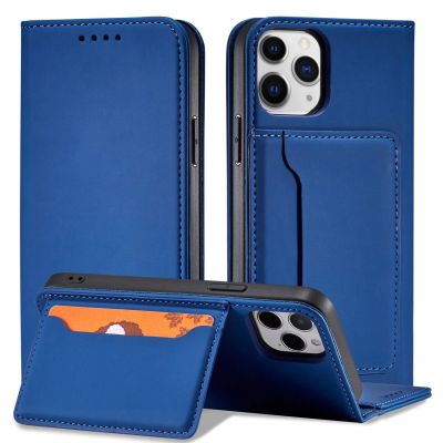 2. Magnet Card Case etui do iPhone 12 Pro Max pokrowiec portfel na karty kartę podstawka niebieski