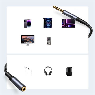 12. Joyroom kabel audio stereo AUX 3,5 mm mini jack(męski) - mini jack(żeński) 1.2 m czarny (SY-A09)