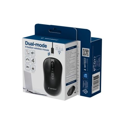 8. GEMBIRD MYSZ BEZPRZEWODOWA DUAL MODE (2.4G + BT) 1600 DPI, 4 PRZYCISKI, KOLOR CZARNY