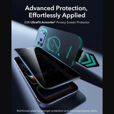 3. Szkło hartowane ESR UltraFit Armorite Privacy 2-Pack prywatyzujące na iPhone 18 Pro Max