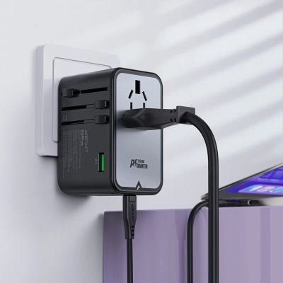 4. Adapter ładowarka podróżna Acefast Z1 GaN 75W PD 3x USB-C 2x USB-A - czarny