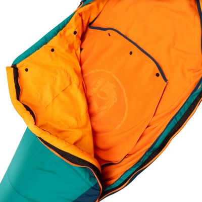 10. Śpiwór Trollkids Femund 3in1 zielony morski/niebieski madeirowski/zachód słońca na Saharze (695-358)