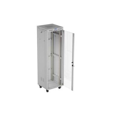 25. LANBERG SZAFA INSTALACYJNA RACK STOJĄCA 19" 42U 600X600 SZARA DRZWI PRZESZKLONE LCD (FLAT PACK) V2