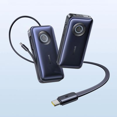 10. Powerbank Baseus EnerCore CR11 20000mAh 100W ze zwijanym kablami USB-C - czarny