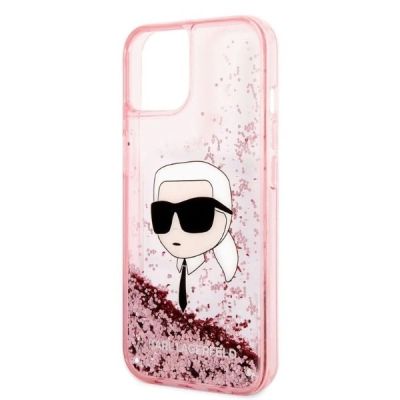 6. Etui Karl Lagerfeld Glitter Karl's Head na iPhone 14 Plus - różowe