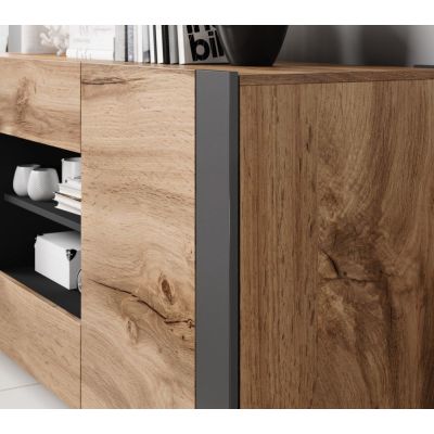 3. Komoda WOOD 164/44/80 dąb wotan + antracyt