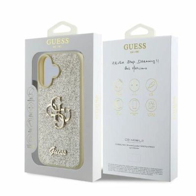 4. Etui Guess Fixed Glitter Big 4G na iPhone 16 - złote
