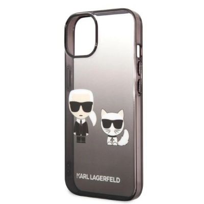 6. Etui Karl Lagerfeld Gradient Ikonik Karl & Choupette na iPhone 14 Pro 6,1" - czarne
