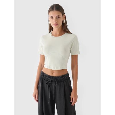 2. Crop top slim gładki damski 4F 4FRAW24TTSHF2581-47S