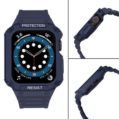 4. Pasek z etui ochronnym Protect Strap Band do Apple Watch 42 / 44 / 45 mm opaska obudowa pancerna - niebieski