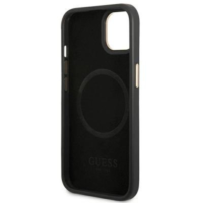 7. Etui Guess 4G Logo Plate MagSafe na iPhone 14 Plus - czarne