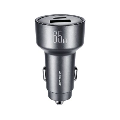 4. Ładowarka samochodowa Joyroom JR-CCN19 65W 2x USB-C + USB-A - ciemnoszara