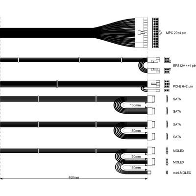 7. Akyga AK-U4-350 moduł zasilaczy 350 W 20+4 pin ATX ATX Czarny