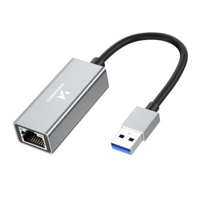 2. Adapter sieciowy Wozinsky WAU-45A Ethernet karta sieciowa LAN Gigabit RJ45 1000 Mb/s USB-A - szara