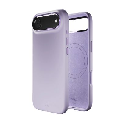 6. Etui silikonowe Puro Icon Mag Pro Liquid Silicone na iPhone 17 Air kompatybilne z MagSafe, z ochroną aparatu i aluminiowymi przyciskami - lawendowe
