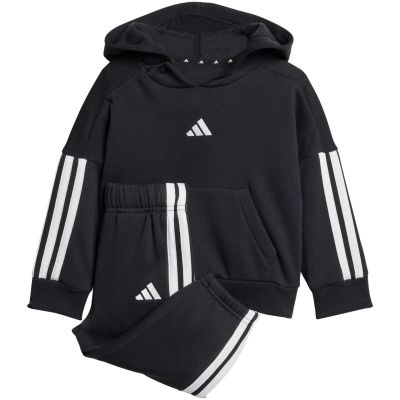 8. Dres dla dzieci adidas Essentials Joggers 3 Stripes Fleece Hoodie czarny JD6484